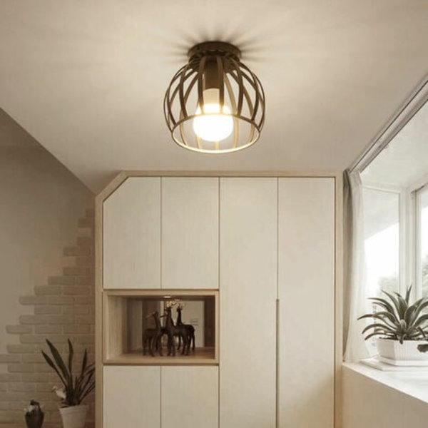 Retro Smijern Loftlampe E27 Industriel Belysning Metal Loftlampe Soveværelse Stue - Sort