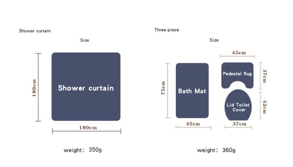 Firedelt sett med malte og trykte gulvmatter, preget plommeblomst-fugl polyester dusjforheng, N04