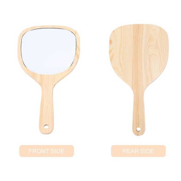 Sminkspeglar i trä, 2 st Bärbara trähandtag Handhållna sminkspeglar Vintage trä sminkspegel Rese sminkspegel för kvinnor (storlek