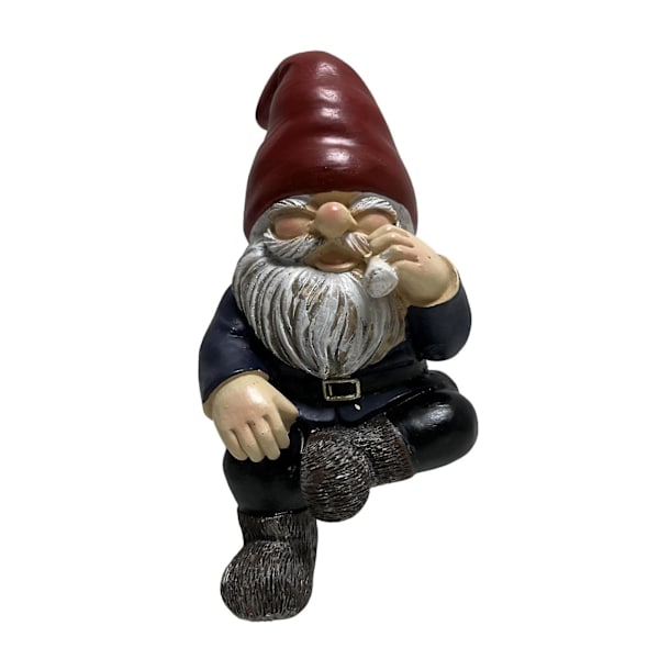 Miniatyrstatyett Gammal Man Vit Skägg Sittande Position Resin Gammal Man Elf Ornament Bord Dekoration