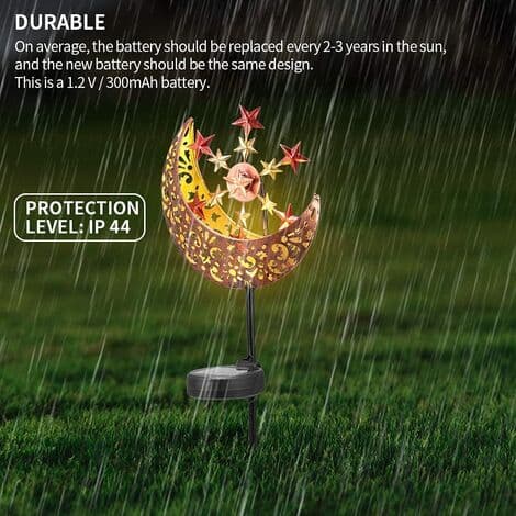 Udendørs Solcellehavelamper, Hulskåret Metal Måne Vindmølle Solcelledrevne Havelamper - Solcellehavelampe til Terrasse