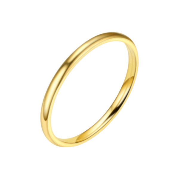 Elegant Fingerring med glat overflade - Minimalistisk, enkel stil, tynd stablet ring til fødselsdag Golden US 9