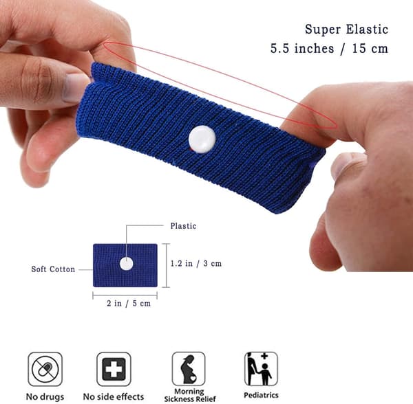 10 par Akupressurarmband, Åksjukeband