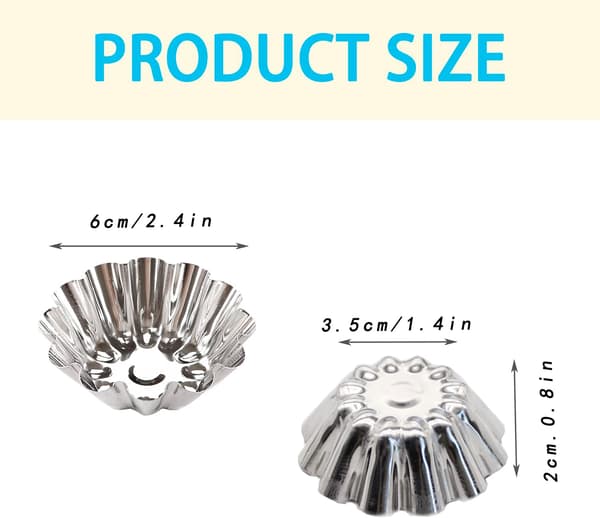 25-dele kageforme i rustfrit stål, cupcakeforme, minitærteforme, muffinforme, genanvendelige kageforme, non-stick