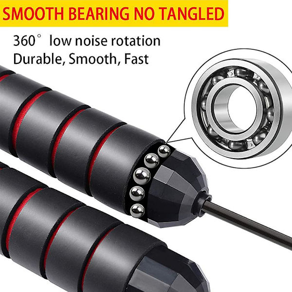Hoppetov, Kuglelejer Tangle-fri Hurtig Hastighed Kabel Springtov, Justerbare Springtov Black   Black Red