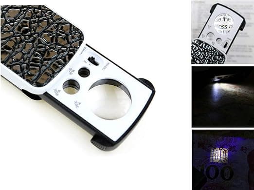 Suurennuslasi, mini-suurennuslasi 2 LED- ja UV-valolla