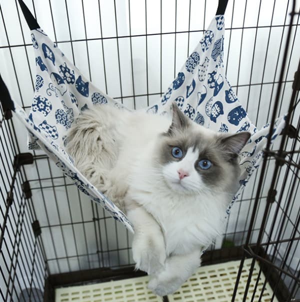 Hängande kattgunga i canvas och sammet, vintermodell, grått rutmönster, storlek M