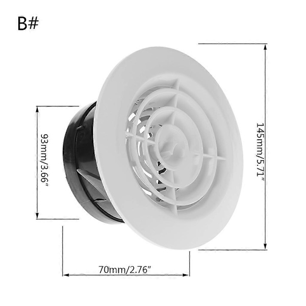 Luftventilationsuttag för ventilgaller rund diffusor kanal ventilation lock 100mm roterande typ vit