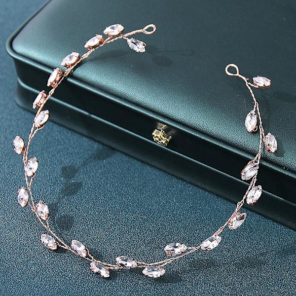 Käsintehty hiuskoriste timanttikoristeella ja tupsulla naisille juhliin Rose Gold
