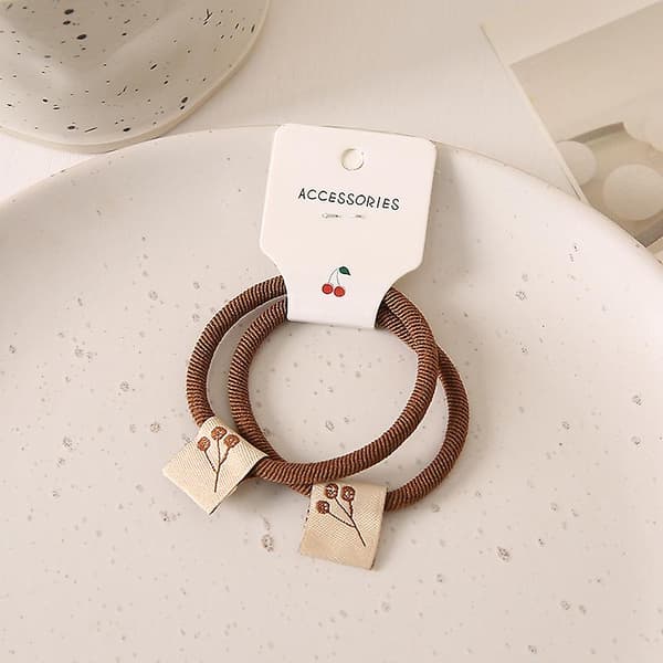 2 st hårrep Solid Color Simplicity Hög elasticitet Armband Hårhållare Hårtillbehör För Brown
