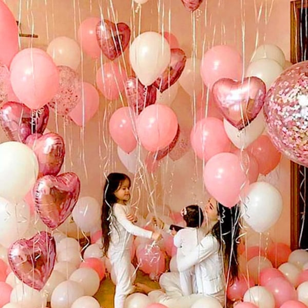 20 st 18 tums rosa hjärtballong, hjärta heliumballonger, bröllopsfolieballong, folieballong, hjärtballonger (rosa)