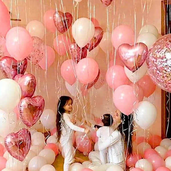 20 stk 18 tommer lyserøde hjerteballoner, hjerte helium balloner, bryllupsfolie ballon, folie ballon, hjerte balloner (lyserød)