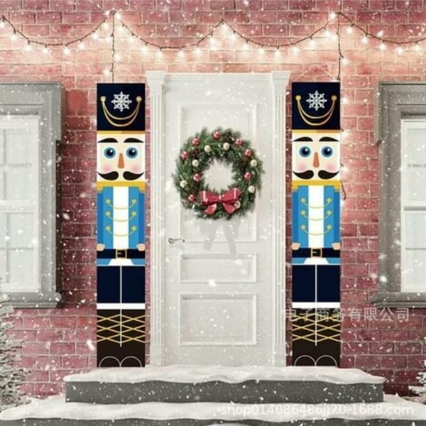 Par med nøtteknekker-julebannere, ridder-vakt-soldat, innendørs/utendørs juledekorasjoner LYCXAMES