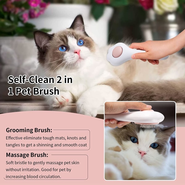 Katthårborste för långt hår hårborttagning, självrengörande borste för katter, kattvårdsborste, kattkam, kattungekaninmas