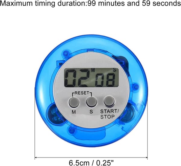 2 stk. (Blå) Rund Digital Timer, Liten Nedtelling/Opptelling Klokke