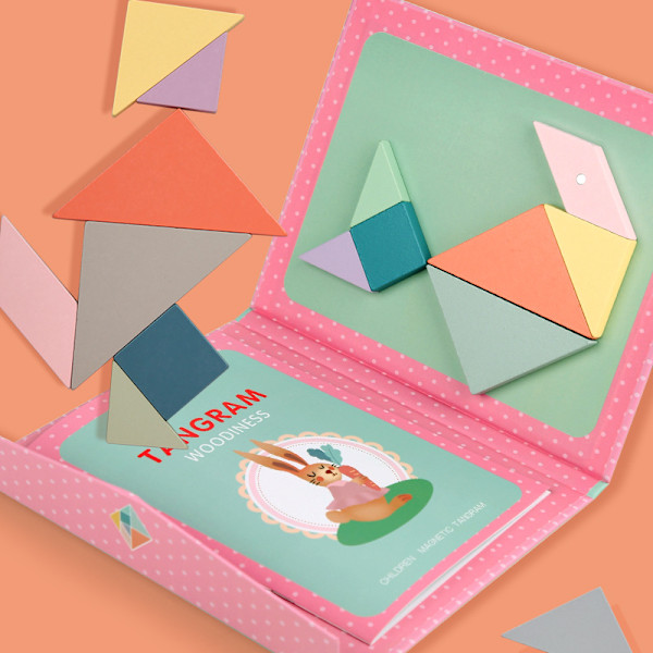 Rosa magnetisk Tangram-pussel,