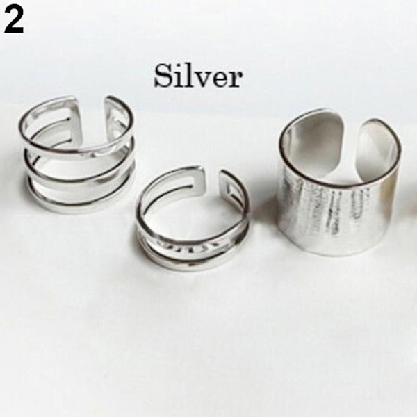 3 st/set Finger Midi Spets Finger Knuckle Öppna Ringar Smycken Charms Julgåva Silver