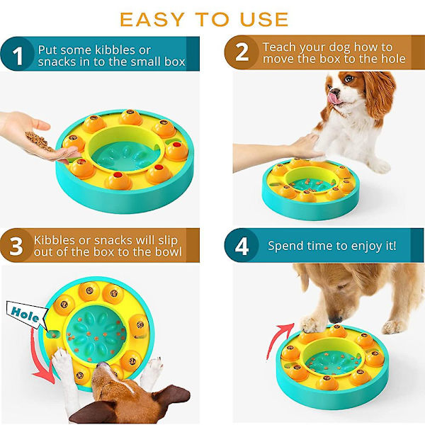 Puzzle Press Läckande Matbehållare Hund Slow Food Läckande Matskål Leksak Yellow