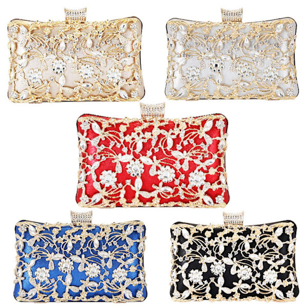 Kvinners Krystall Kvelds Clutch Veske Bryllup Pung Brud Prom Håndveske Festveske A916-1072 Red