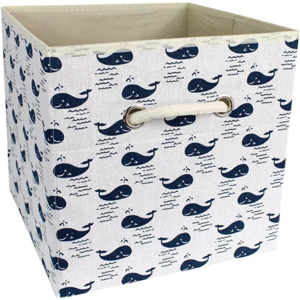 Förvaringslåda Leksakslåda Hopfällbar förvaringslåda utan lock, Organizer Förvaringskorg för kläder Bomullstyg Vikbar förvaringslåda (Whale),