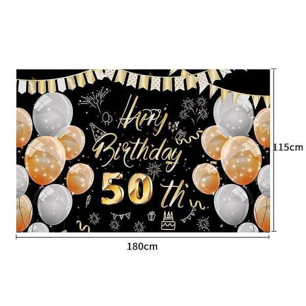 Svart guld 50-årsjubileum tema födelsedagsfest bakgrund stor banner dekor affisch