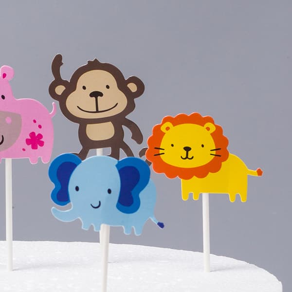 Akryl Dyre Cupcake Toppers - Søte Jungeldyr Kake Pynt