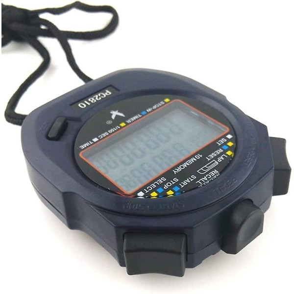 Professionell digital sportstoppur Timer, 2 rader 10 minne, nedräkning, larm, batteri + sladd, Pc2810