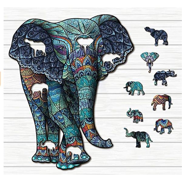 A5 Blommig Elefant Djur Pussel Utan Skarvning Fullt Ark Färg Linden Djur Pussel - Unik Form Pussel