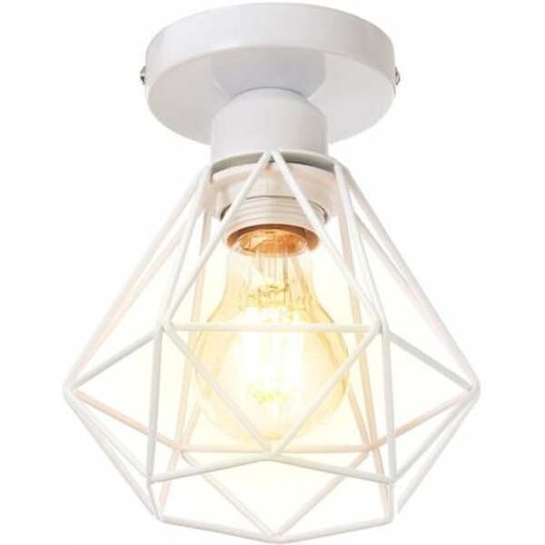 Moderne industriel loftslampe E27 loftslampe 16 cm diamantskærm til entré i soveværelset - Hvid - Hvid