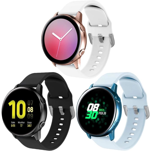 Silikonrem kompatibel med Samsung Galaxy Watch 3 41mm rem / Active 40mm rem / Active 2 rem / Galaxy Watch 42mm rem, kvinner menn myk siliko