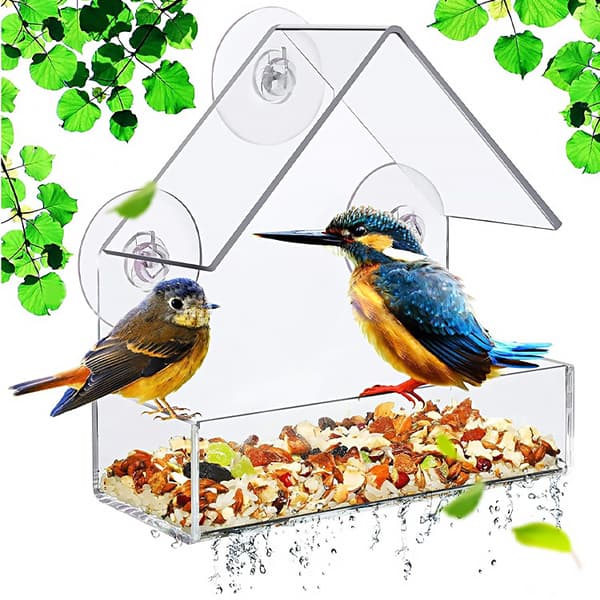 Ikkunalintulauta Läpinäkyvä ikkunaan ripustettava lintulauta