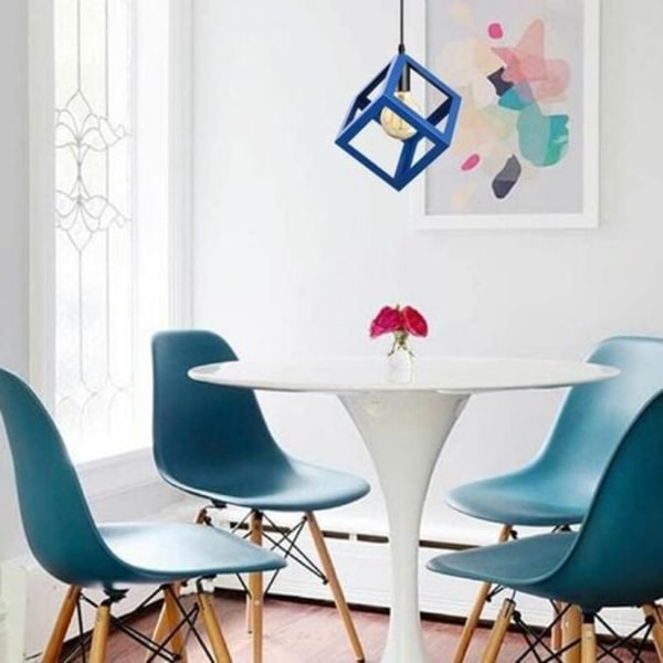 Set med 2 Moderna Hängande Ljusarmaturer Kubformig Chandelier Geometrisk Stil Metall Taklampa E27 Taklampa för Säng