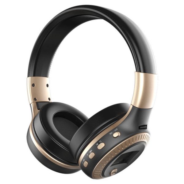 Hovedmonteret trådløst bluetooth-headset, kort computer mobiltelefon gaming-headset (sort guld)