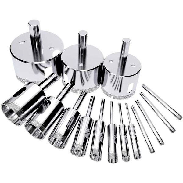 15 stk. Diamantbor Bits Bor Bits Hulsave Hulsave Diamantbor Bits Diamant Hulsave Flise til Glas, Keramik, Porc