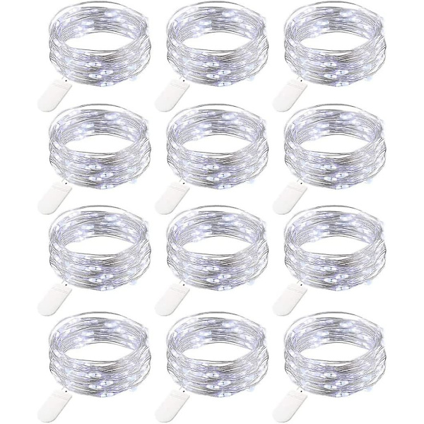 12 stk. Mini Batteridrevne LED-Lysstreng, 20 LED Kobbertrådslys, 2m Mini Batteridrevne LED-Lysstreng Til Julepynt, Cool