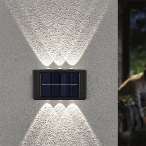 Utendørs solcellelykter, 6 LED (konvekst speil)