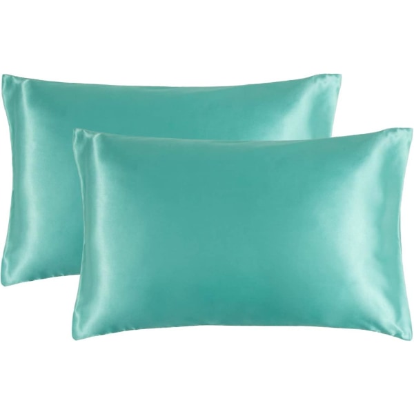 Satiininen cover hiuksille ja iholle, 2 pakkaus, tyynynpäälliset - satiiniset tyynynpäälliset kirjekuorella, tummanharmaa 20 x 29 Turquoise