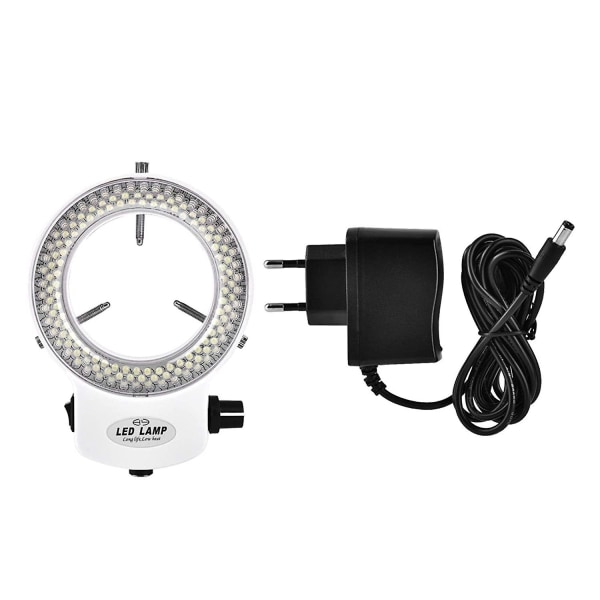 144 LED Ringlys med Lysperler Lyskilde Justerbar Ringlampe for Stereomikroskop (hvit) Cisea