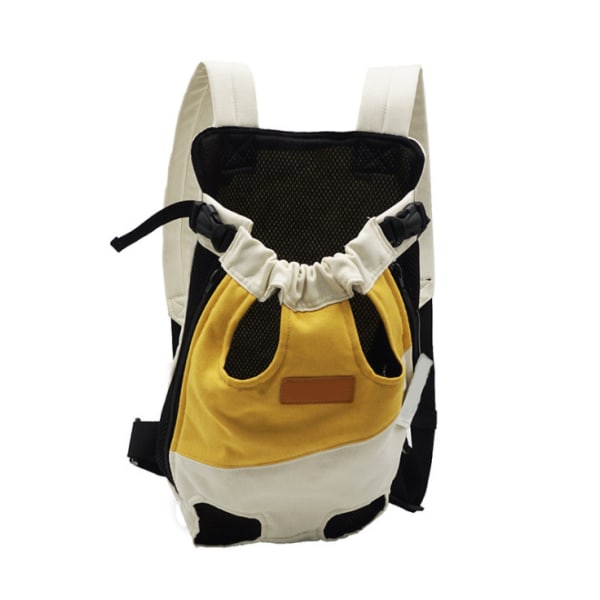 Djurmöbler bärbar axel utdragbar ryggsäck med fyrbent husdjur vit gul S