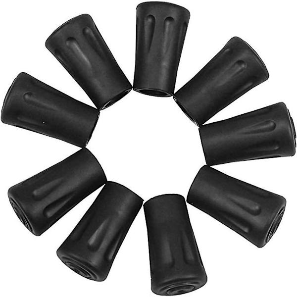 10 stk. Vandrestok Sort Gummi Dæksler Anti-slip Gummi Stang Udskiftningsspids Til Stang Klatring Vandreture