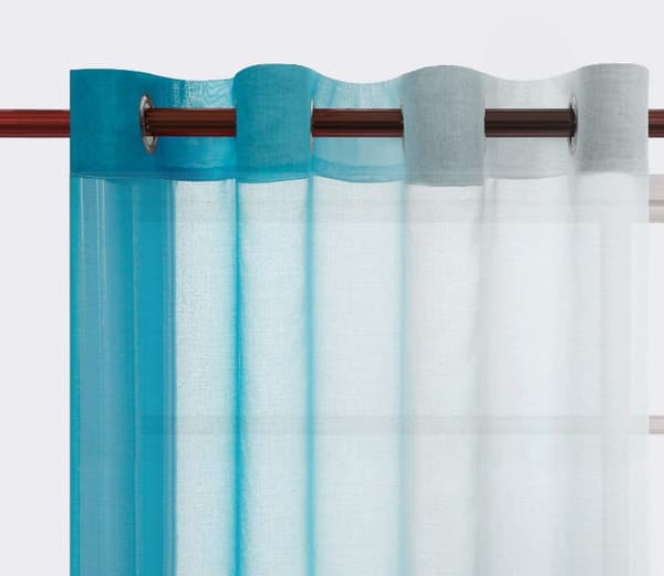 Gardiner med gradienteffekt i transparent tyll (blå, 132*214cm, med hål)