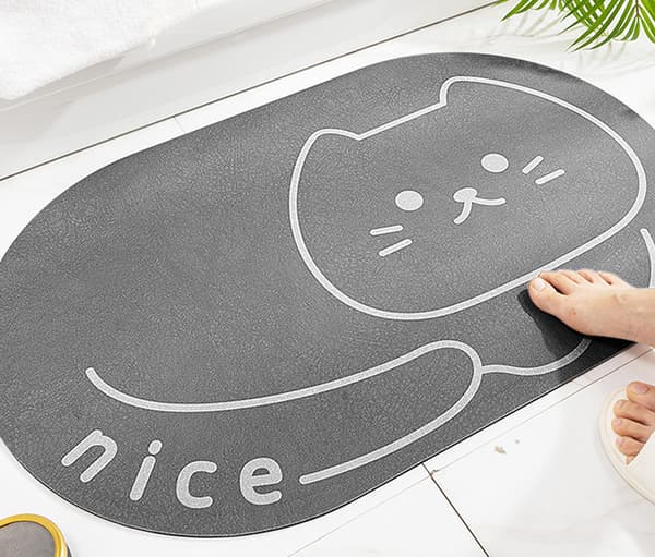Katt hus tecknad golvmatta kommer - grå 50*80cm,