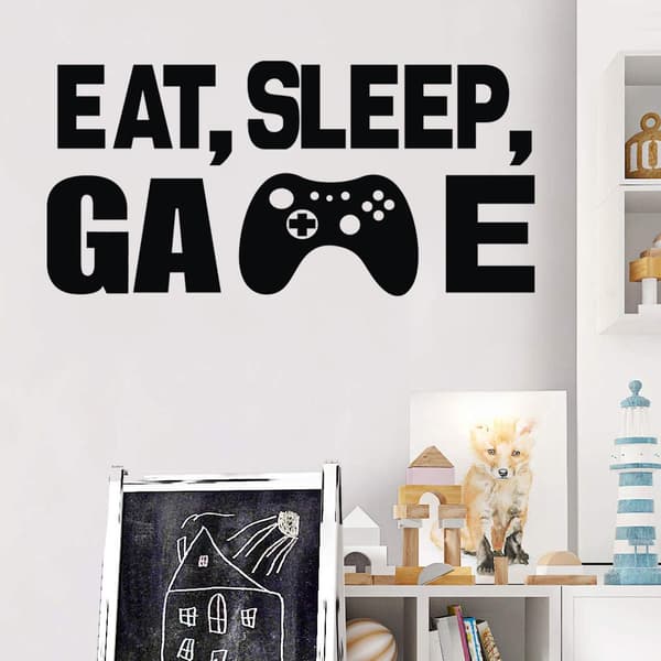 Spis Sov Spil Vægsticker (Sort, 28cm B x 58cm H), Videospil