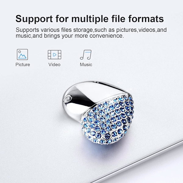 Hjärtformad U-disk (32 GB blå diamant hjärta),