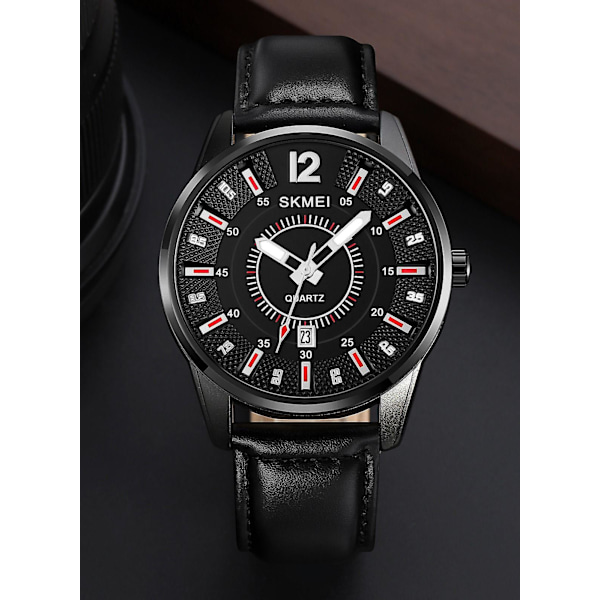 Mænds Vandafvisende Nyt Mode Læderur - Sort - 49mm