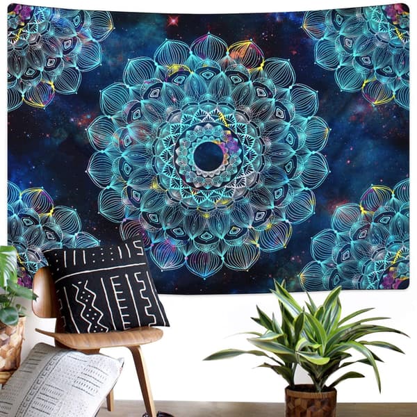 Mandala Lotus Gobeläng Väggbonad Psykedelisk Mystisk