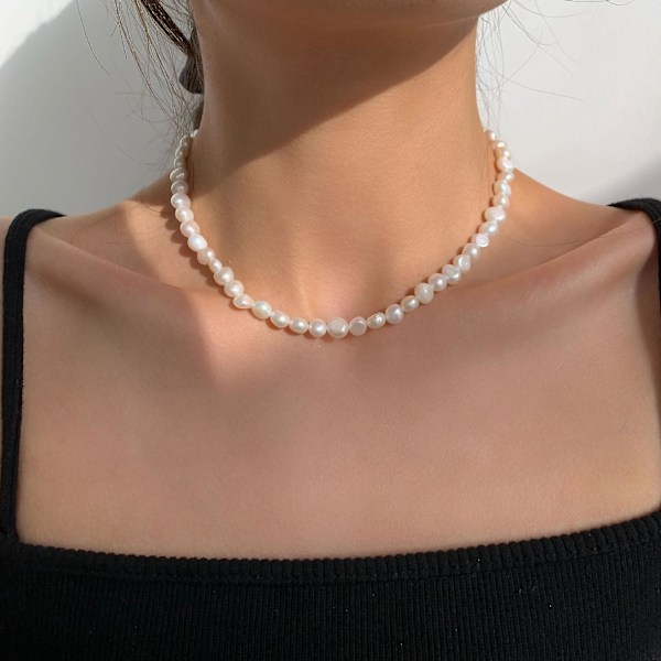 Halsband Pärla Leende Stud Flickors Mode Smycken Ac3426 Baroque L Size