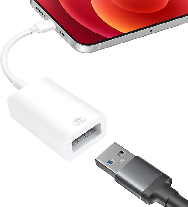 Hvit Lightn-ing til USB-kameraadapter Kompatibel med