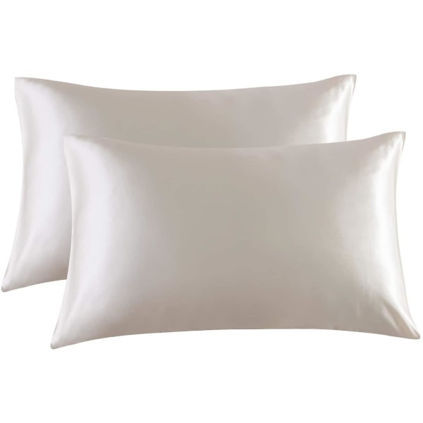 Satin Kuddeöverdrag För Hår Och Hud, 2-pack, Kuddeöverdrag - Satin Kuddfodral Med Kuvert, Mörkgrå 20 x 29 Beige