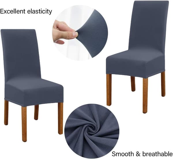 6 Stykker (Blågrå) Leeyunbee Moderne Elastisk Stolebetræk